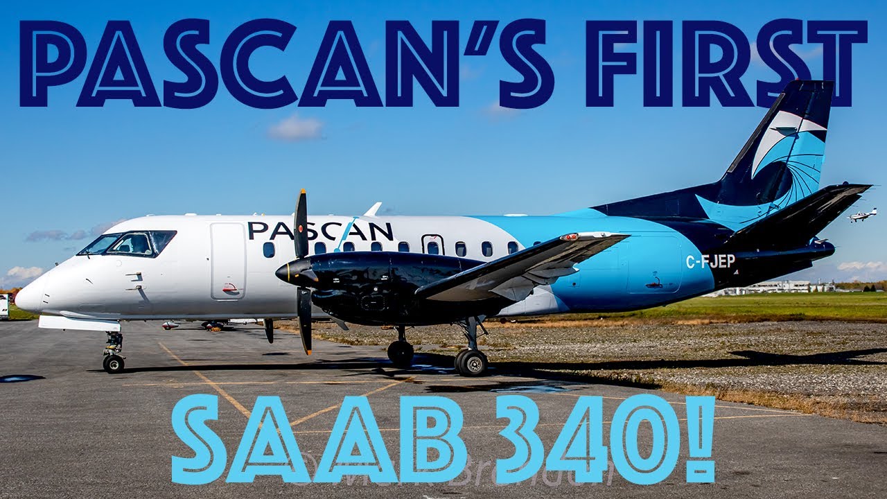 *INAUGURAL!!* Pascan's FIRST Saab 340 takes off from Montreal/ Saint-Hubert (YHU / CYHU)