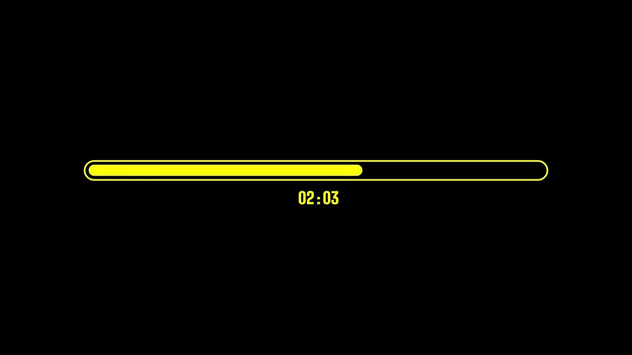 5-Minute Yellow Round Progress Bar Countdown Black Screen, 100% Copyright Free