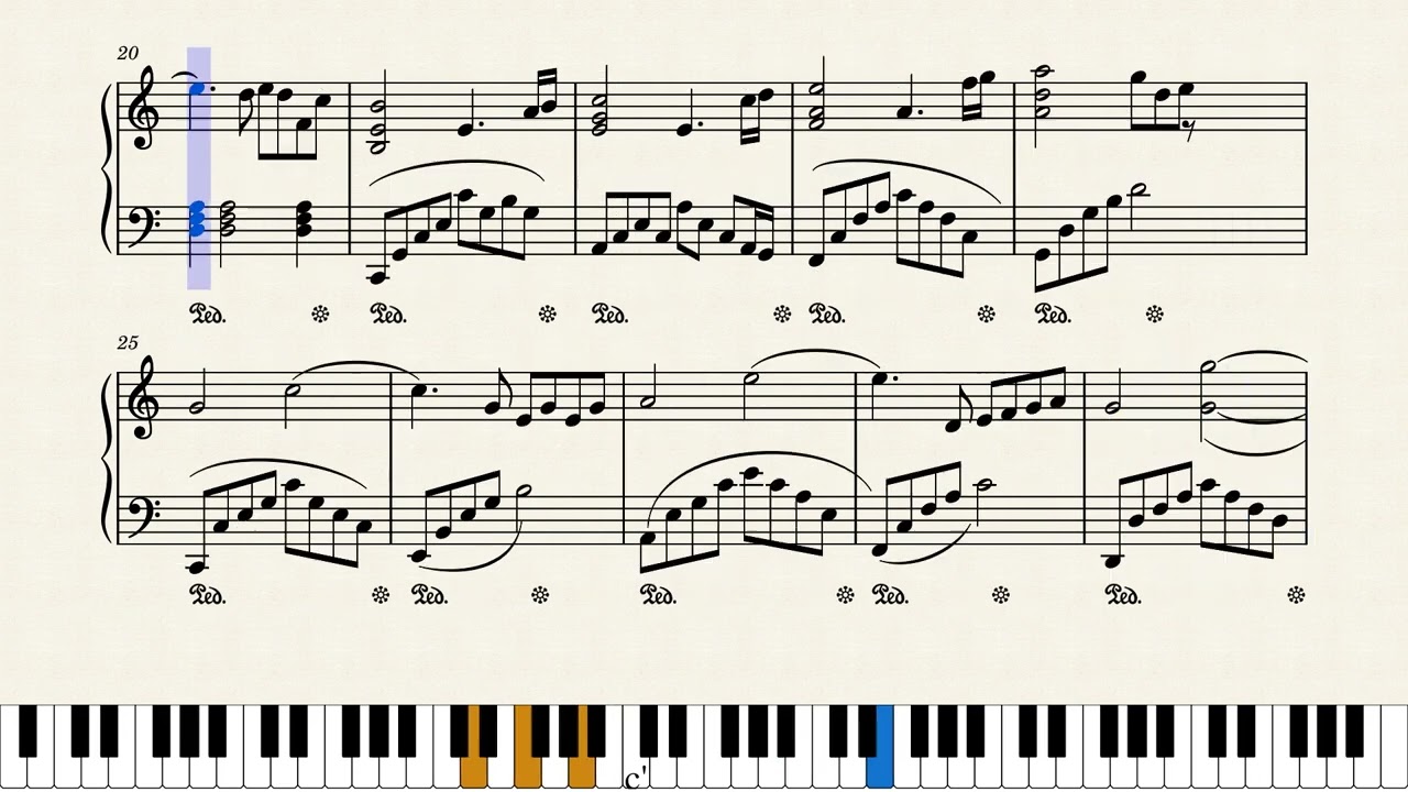 John Barry - Out of Africa Main Theme Easy Piano Solo transcription (sheet music, Noten, partition)