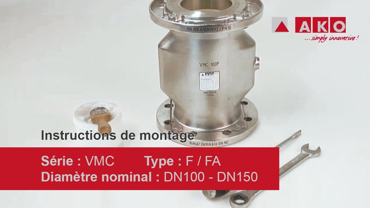 Maintenance d’une vanne à manchon AKO (pneumatique), série VMC, type F-FA, DN100, DN125, DN150