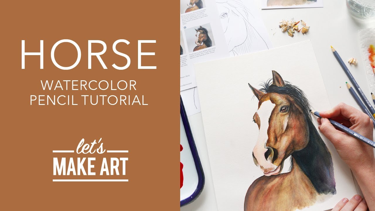 Let's Draw and Paint a Horse🐴 | Watercolor Pencil Art Tutorial by Sarah & Taylor of Let's Make Art