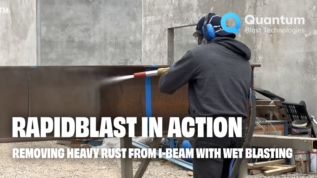 RAPID BLAST in Action: Removing Heavy Rust from I-Beam with Wet Sandblasting