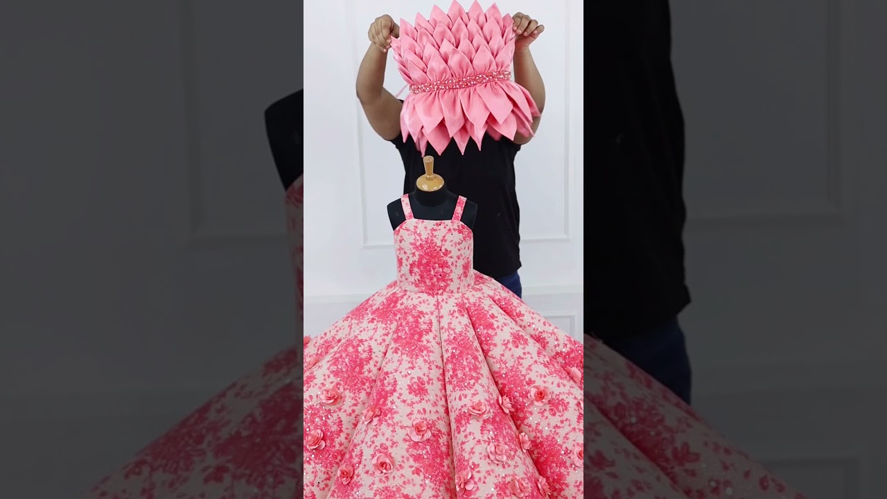 Pink & Peach Printed Panel  #childrenswear #fashion #kidswearfactory #dress #partyattire #partygowns
