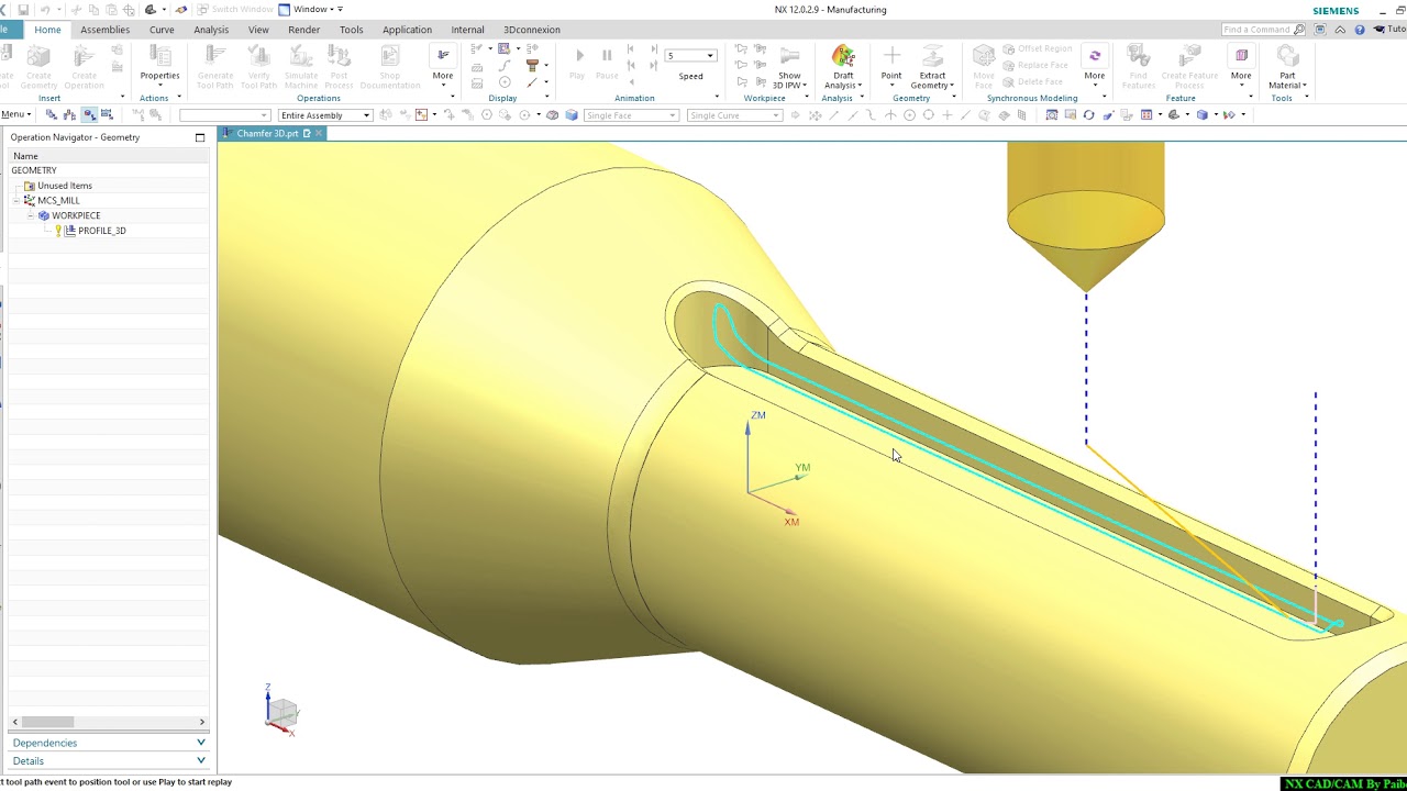 NX CAM Chamfer 3Axis