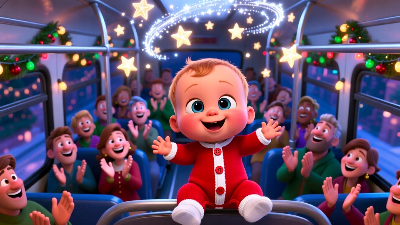 Wheels on the Christmas Bus Song | Fun Holiday Song for Kids | Festive Nursery Rhyme