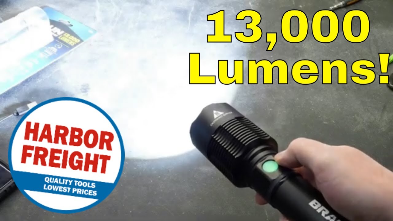 Обзор и тест светового луча фонаря Braun мощностью 13 000 люмен от Harbor Freight