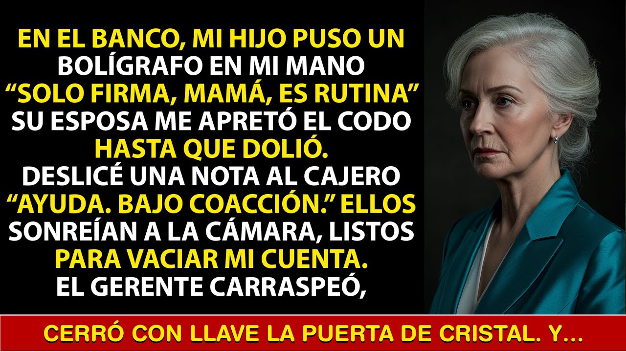 En el banco, mi hijo quiso que firmara todo, hasta que el gerente leyó mi nota oculta