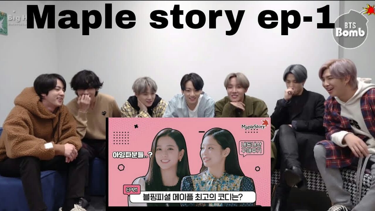 BTS Reaction to Blackpink 'Maple Story ' Ep-1(Eng subs)  (Fanmade)