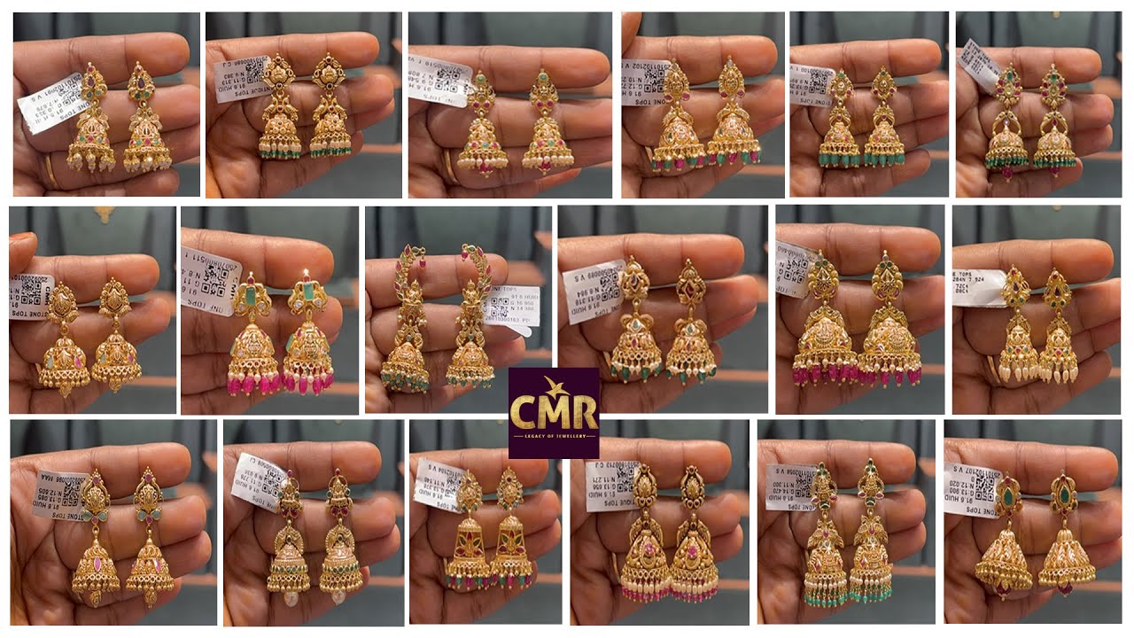 From 7.7grams Latest jumka collection/Lightweight jumka earrings/Buttalu/Kammalu/Cmr jewellers 