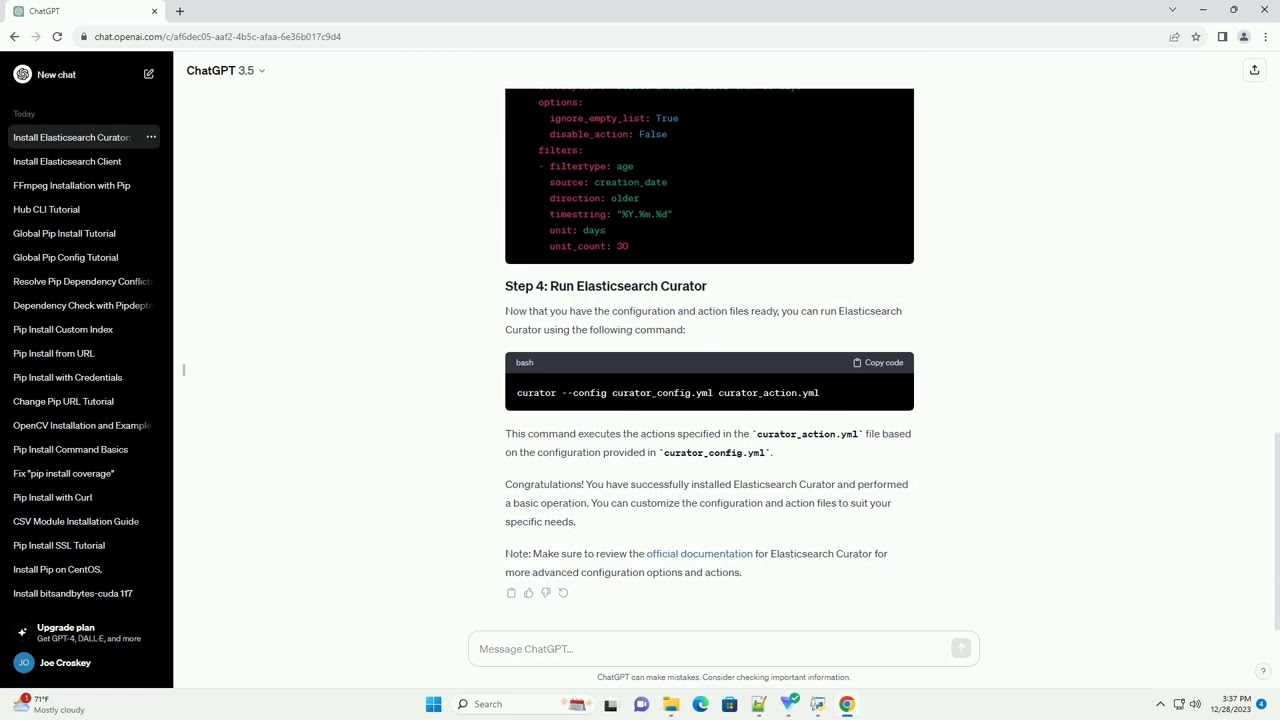pip install elasticsearch curator