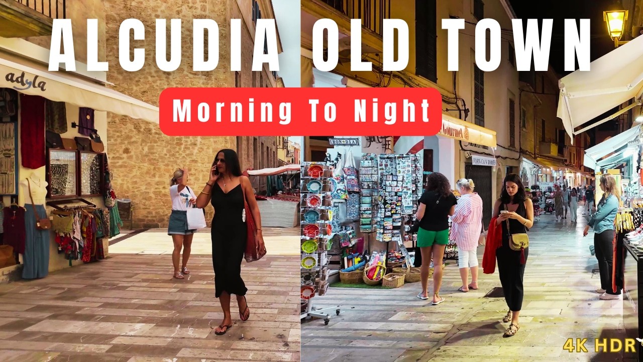 🇪🇸 Alcudia Old Town & Market Walk | Morning To Night | Mallorca 4K