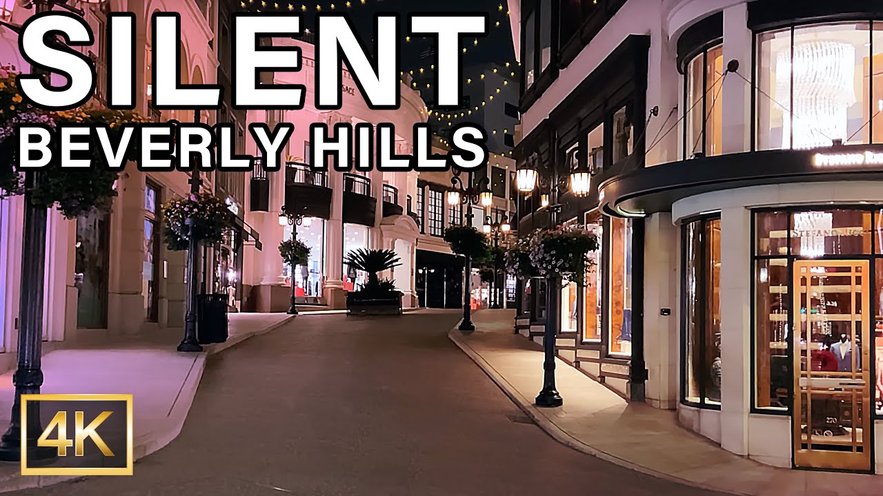 Silent Beverly Hills at Night With No People - Luxury Shops, Cars, Restaurants - 4k LA Walking Tour