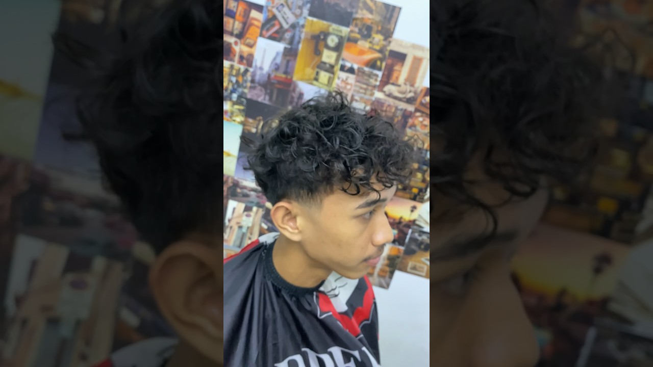 Hair perming,keriting rambut pria #barbeshop