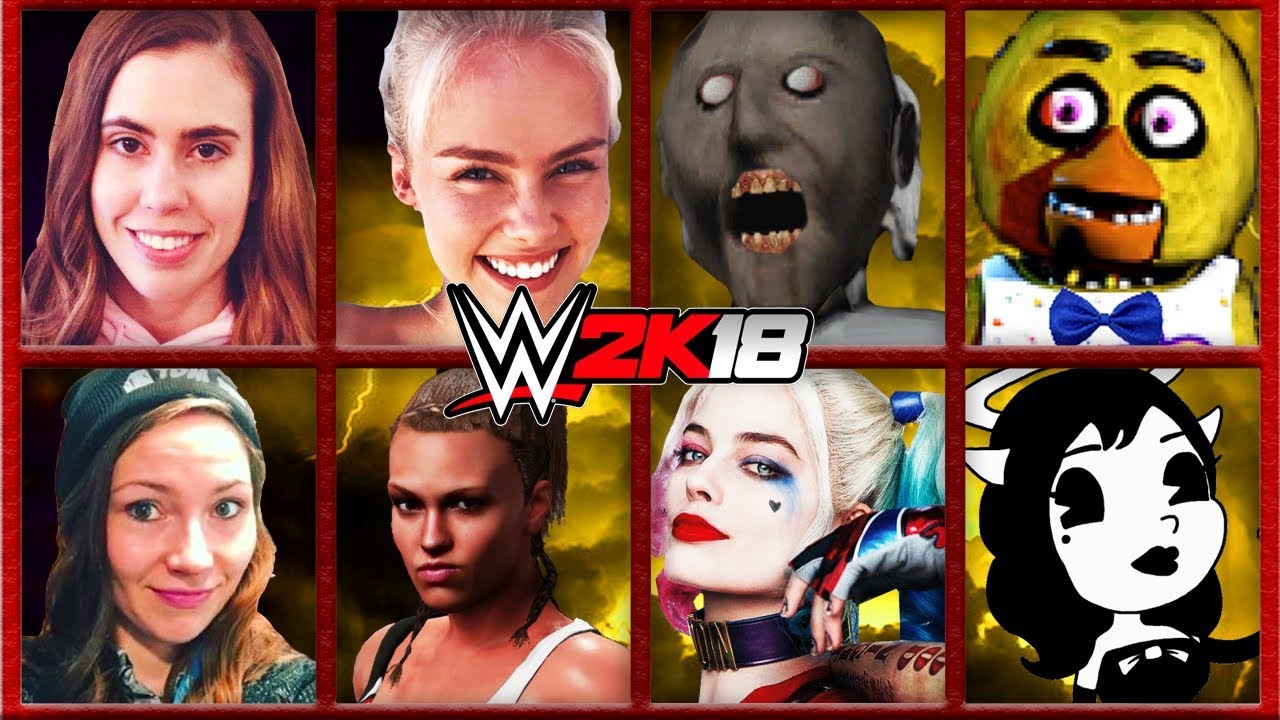 Thea, GamingwithJen, Jemma & Brooke Danger Vs. Granny, Alice Angel, Chica, Harley Quinn | WWE 2K18