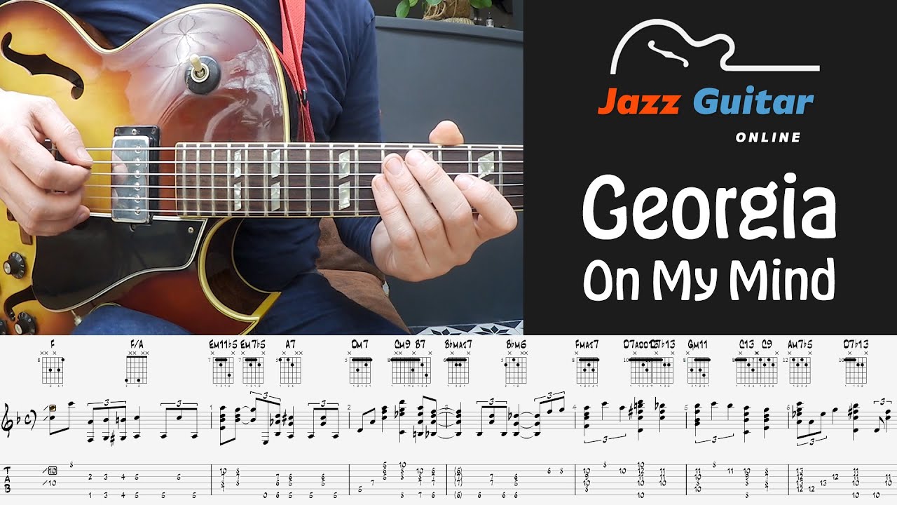Georgia on My Mind (Ray Charles) &ndash; Easy Jazz Guitar Chord Melody Arrangement (with Tabs)