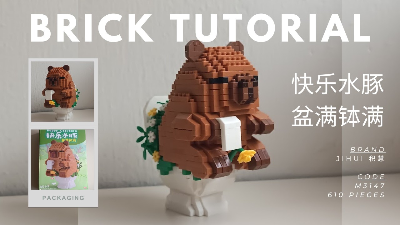 How to Build Happy Capybara Toilet Bowl Bricks Tutorial M3147 (610 Pieces) JIHUI 积慧