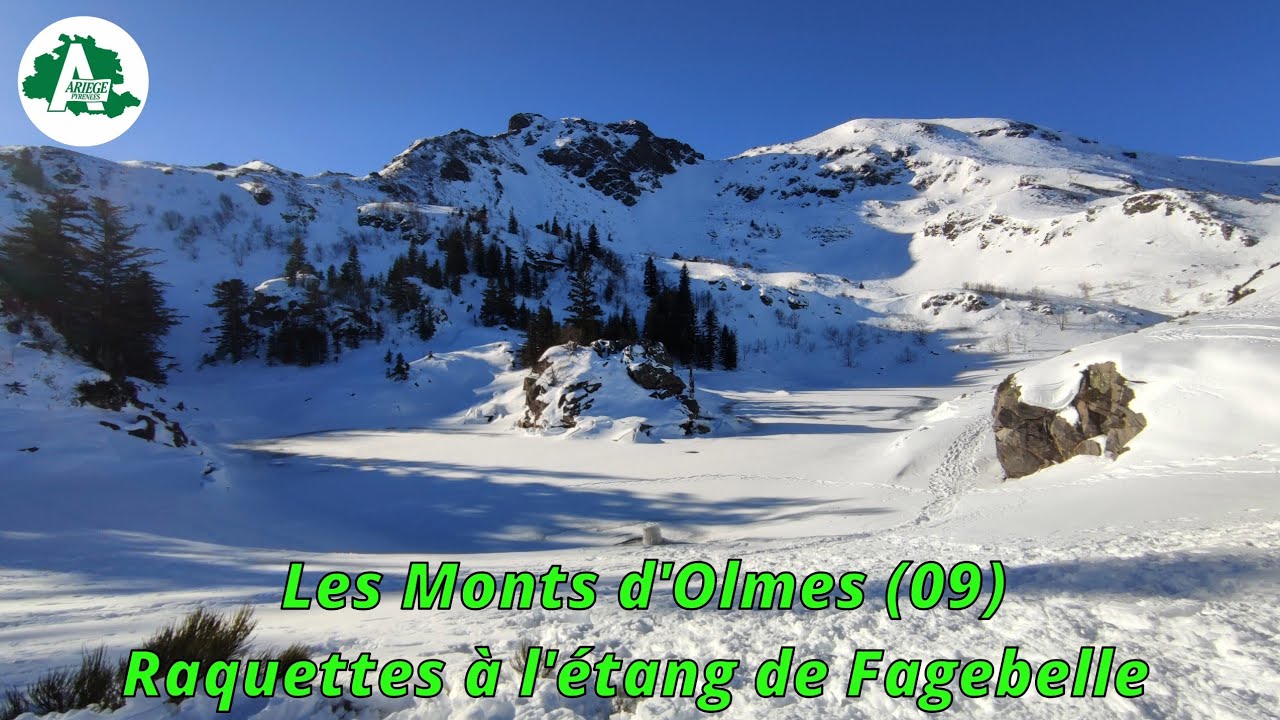 Les Monts d'Olmes (09) : Rando raquettes à l'étang de Fagebelle enneigé