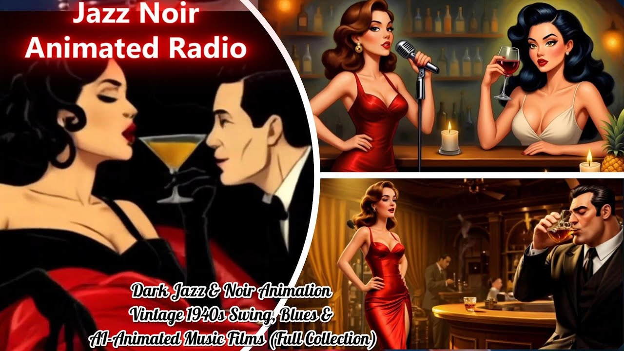 Femme Fatale Jazz Noir | Vintage 1940s Swing, Dark Stories & AI Animation