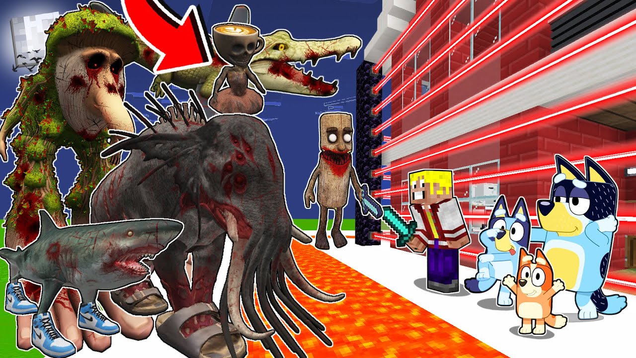 LA FAMILIA DE BLUEY ME AYUDA A DEFENDER MI CASA DEL APOCALIPSIS DE ITALIAN BRAINROT.exe EN MINECRAFT
