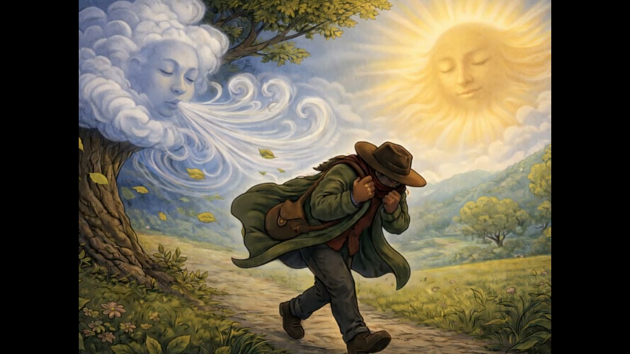 The Wind and the Sun. A tale of wisdom and wonder from Aesop