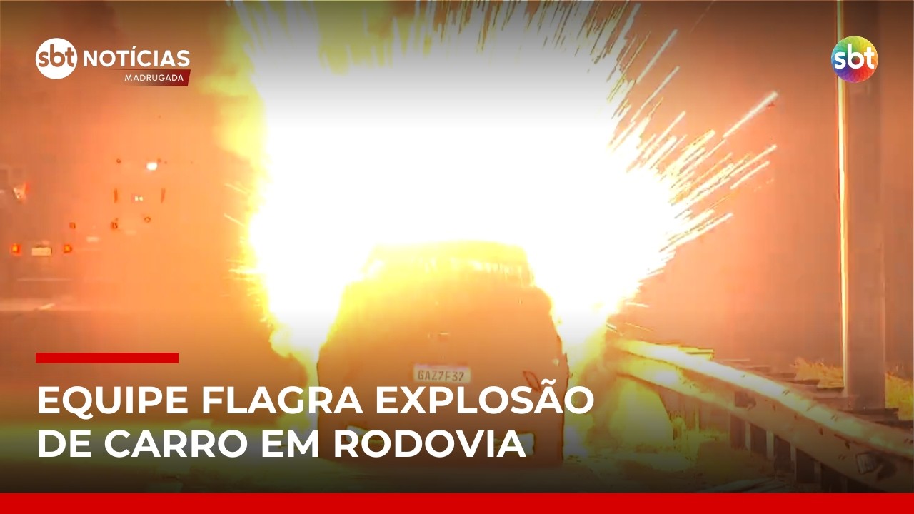 Reportagem do SBT flagra carro explodindo na rodovia Anhanguera, em Osasco (SP) | #SBTNotícias