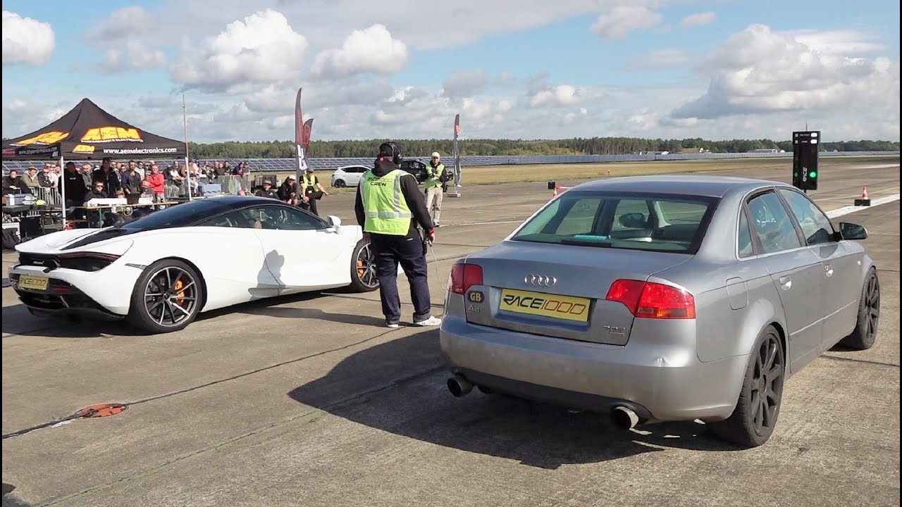Audi A4 2.0 Turbo vs Mclaren 720s - Drag Race