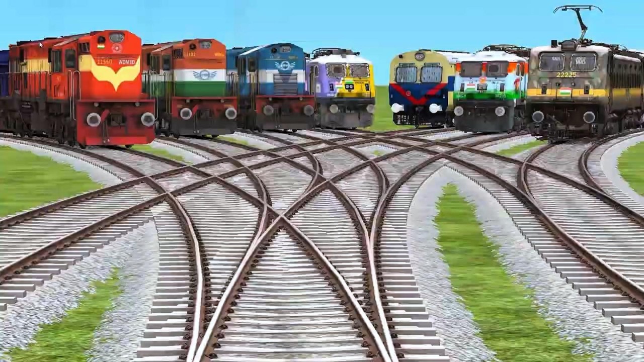 5+3️⃣+ 1 TRAINS CROSSING ALWAYS DAIMOND RAILROAD⚛️ CROSSING TRACKS || train simulator 2024