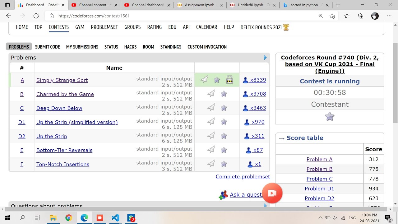 Simply Strange Sort CodeForces Round 739 Contest by coder baba