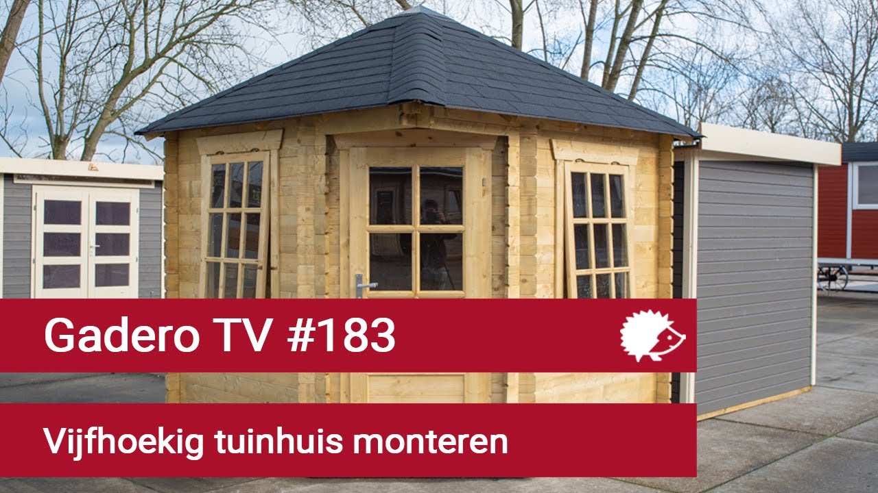 #183 Vijfhoekig tuinhuis monteren - hoekblokhut bouwen