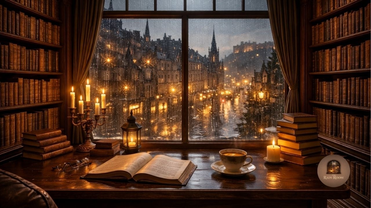Rainy Window Candlelight Ambience 🕯️🌧️ Relaxing Music & Rain Sounds (2 Hours)