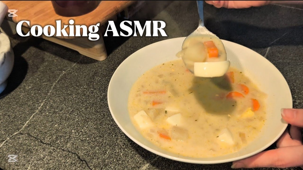 ASMR Cooking: Creamy soup & Relaxing Lo-Fi Music 🍜