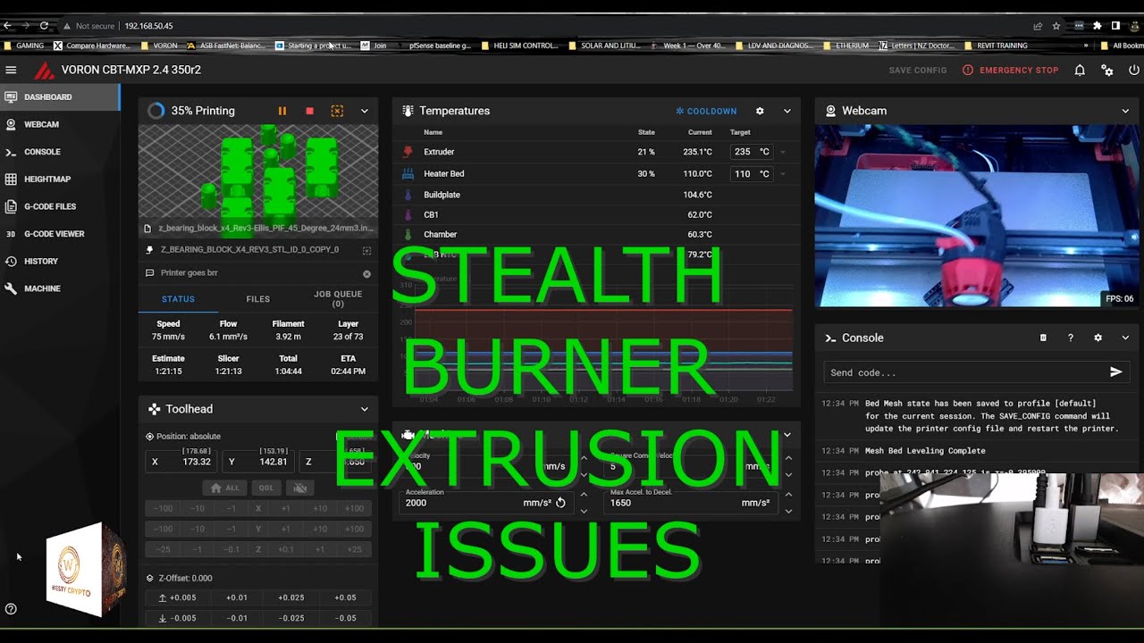 VORON STEALTH BURNER HOW TO ADJUST CW2 SQUISHY SCREW AND GUIDLER TENSIONER