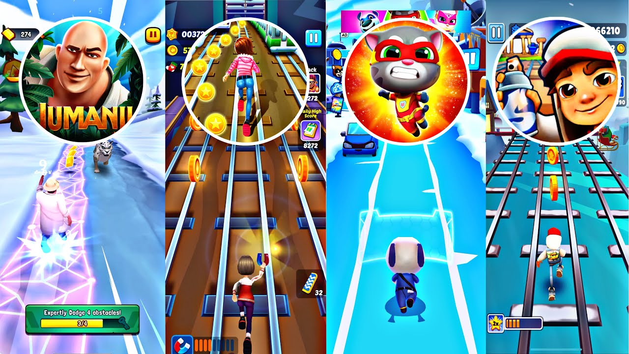 Jumanji 🆚 Subway Princess Runner 🆚 Talking Tom Hero Dash 🆚 Subway Surfers 