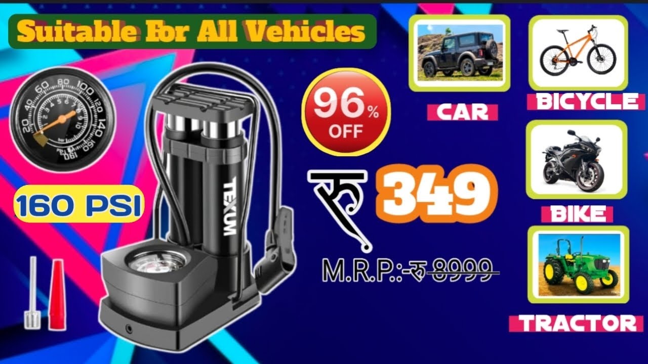 Texum Double Cylinder Air Pump Under ₹349 | 160 PSI Double Cylinder Unboxing 