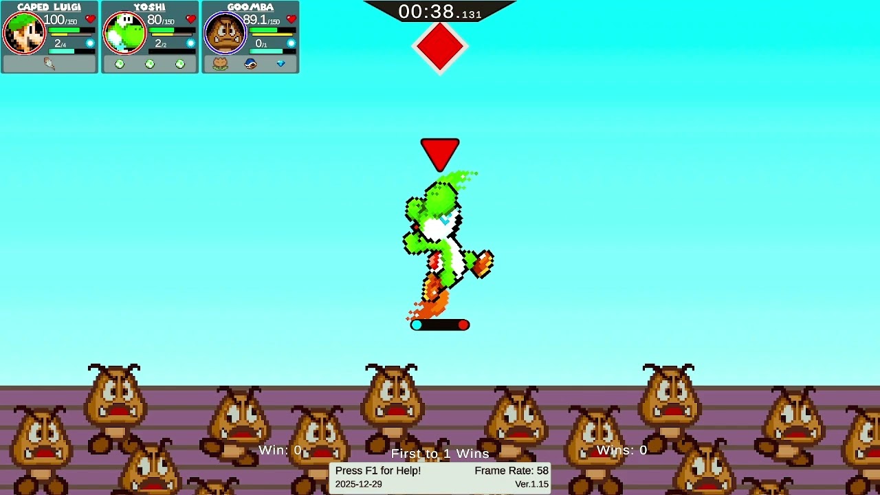 SMBZ: Yoshi and Luigi vs Goomba.