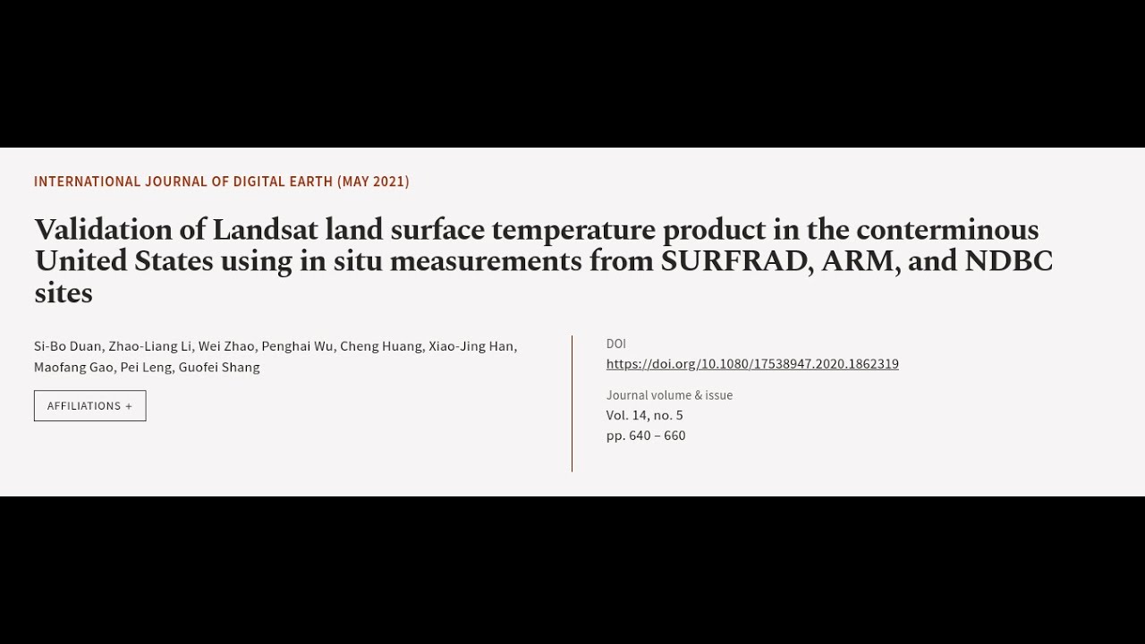 Validation of Landsat land surface temperature product in the conterminous United Sta... | RTCL.TV
