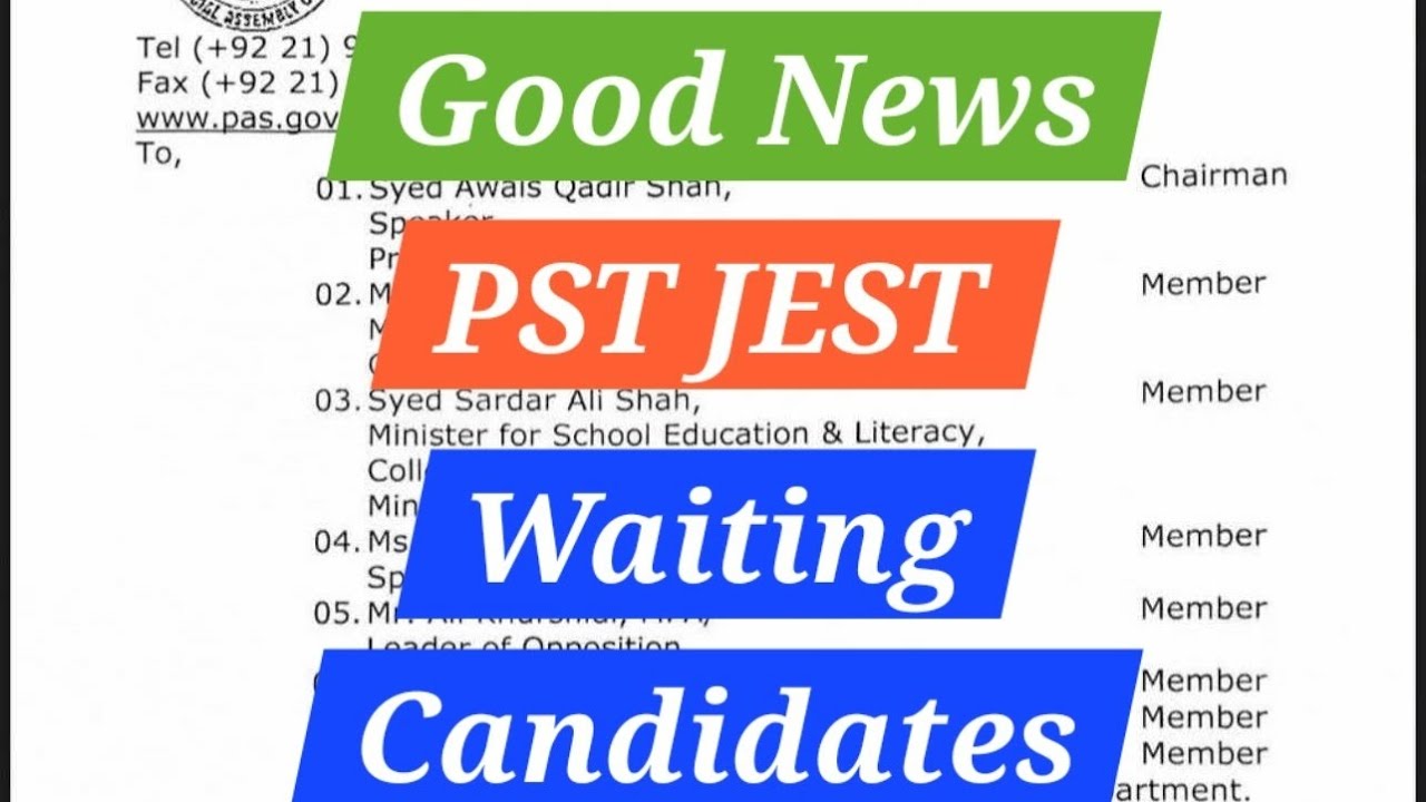 Good News 👍 PST JEST 40+ Waiting Candidates - IBA Sukkur Test Pass PST JEST 