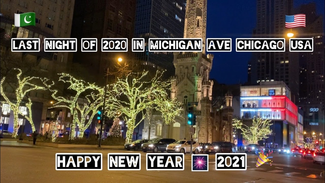 Chicago USA New Year evening | 2021 | Christmas Lights | Michigan street walk