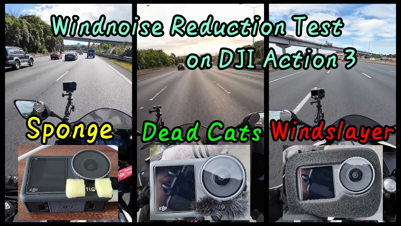 DJI Action 3 Windnoise Reduction Test: Sponge, Dead Cats, Windslayer at 100kmph on Yamaha R3