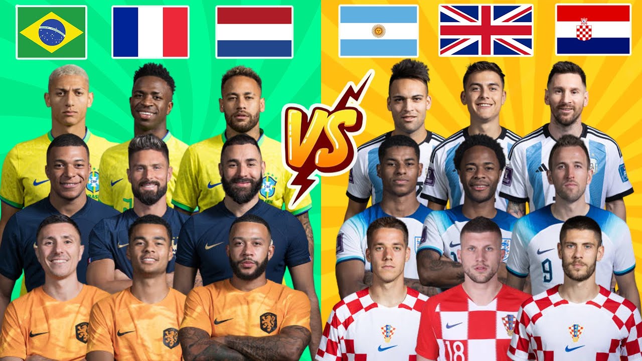 Brazil France Netherlands 🆚 Argentina England Croatia 🔥 Triple comparison 💪
