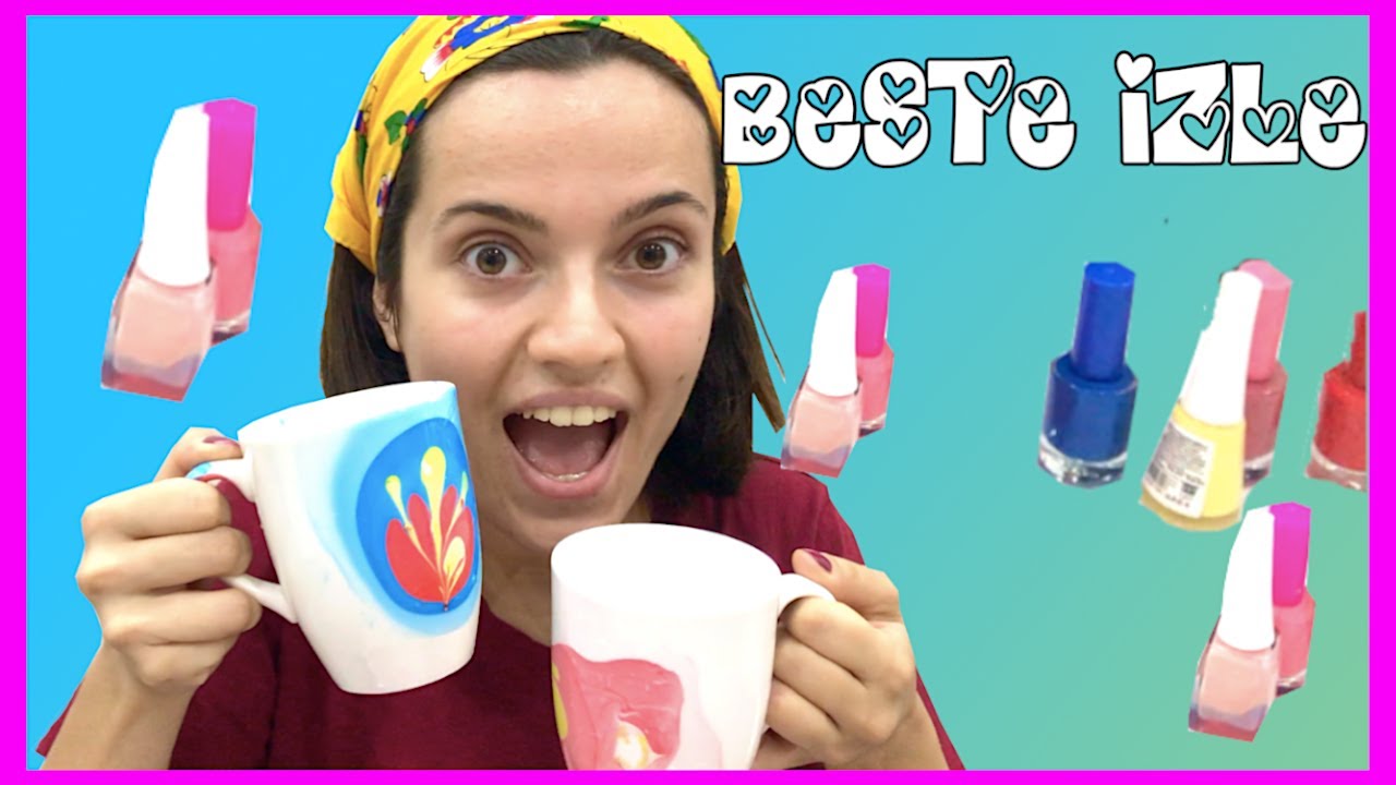Oje ile ebru sanatı nasıl yapılır? Bardak süsleme Diy Kendin yap Eğlenceli video Beste izle