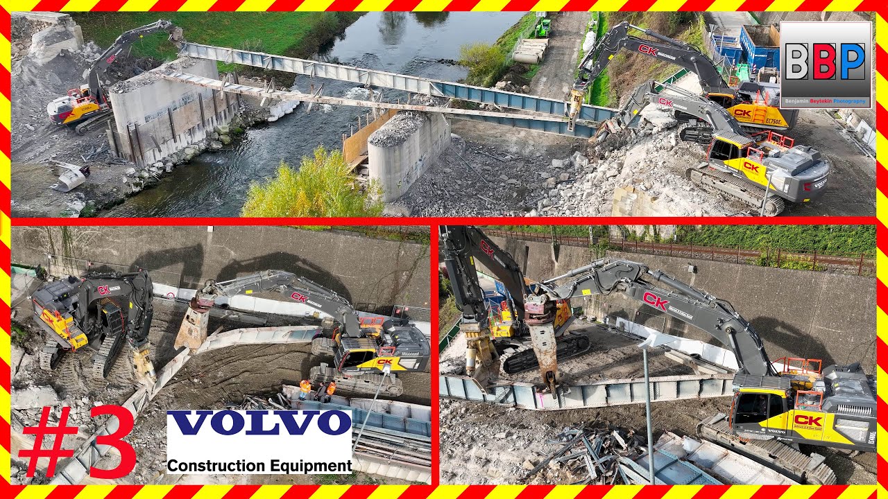 ⚠️Volvo EC750E, 350E, EC480E - Abbruch Enzbrücke, Besigheim, Germany, 12.11.2022. #3