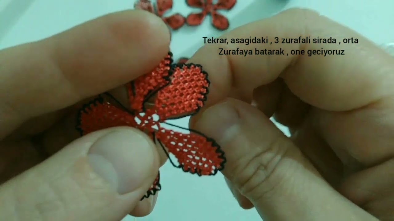 İğne Oyası Çiçeğe kontör ve damar yapımı