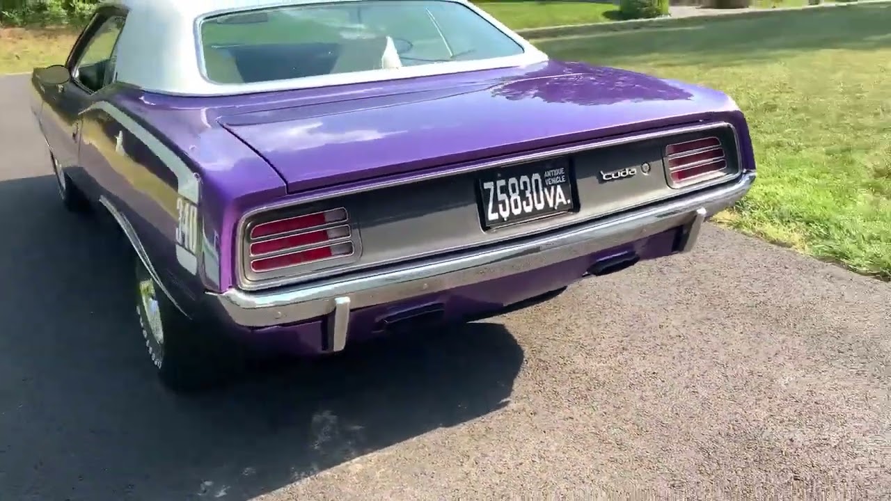 1970 Plymouth Cuda 340 4 Speed in Plum Crazy Purple walk around