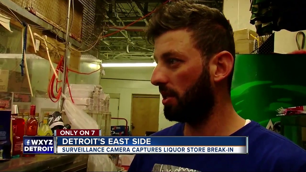 Surveillance camera captures liquor store break-in on Detroit's east side