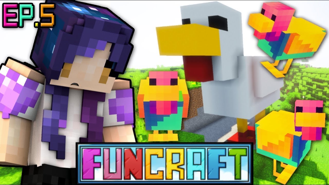 RAINBOW Chicken Dungeon & Getting Wings!! | FunCraft Minecraft Ep. 5