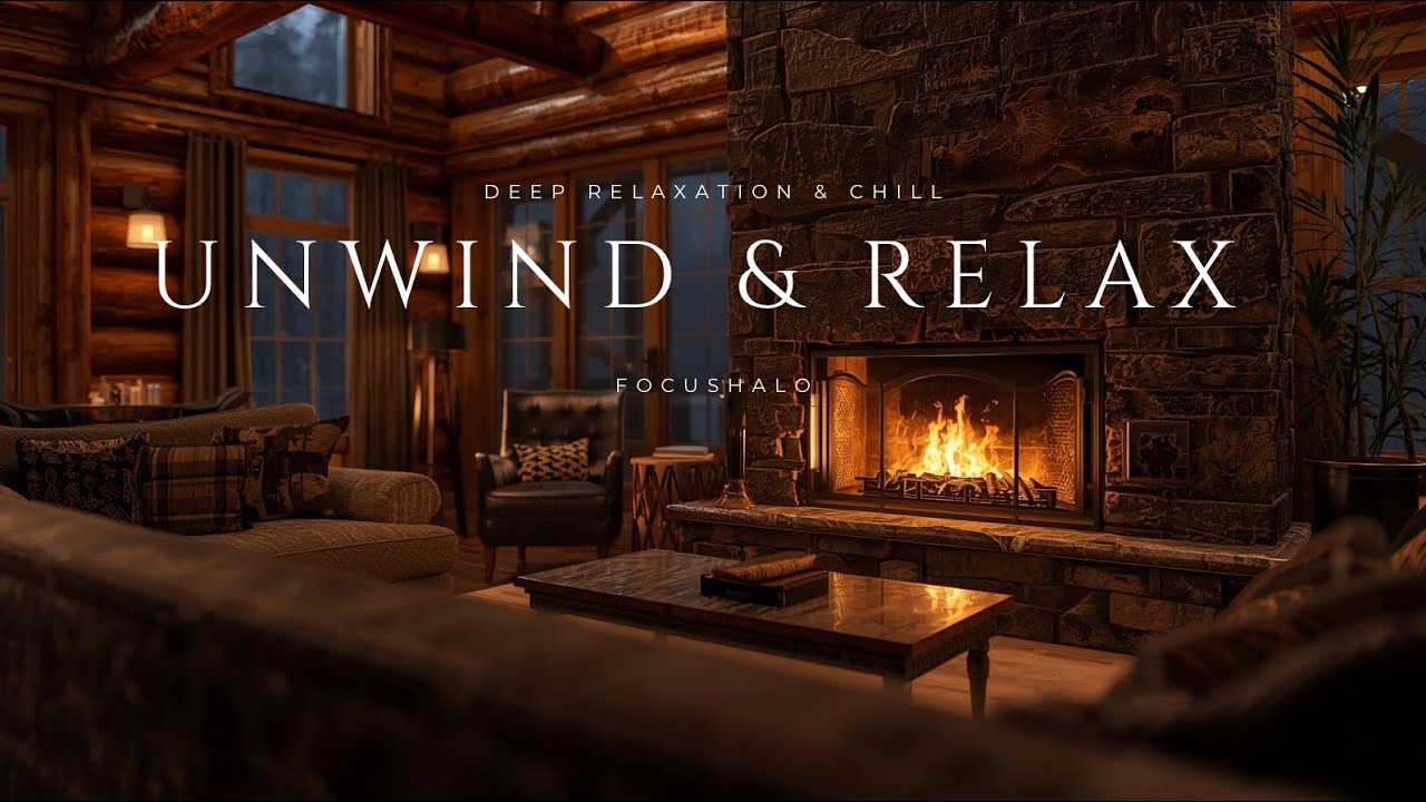 Unwind & relax | Warm Cozy Cabin Ambience | Soft Chill Music for Stress Relief, focus & sleep