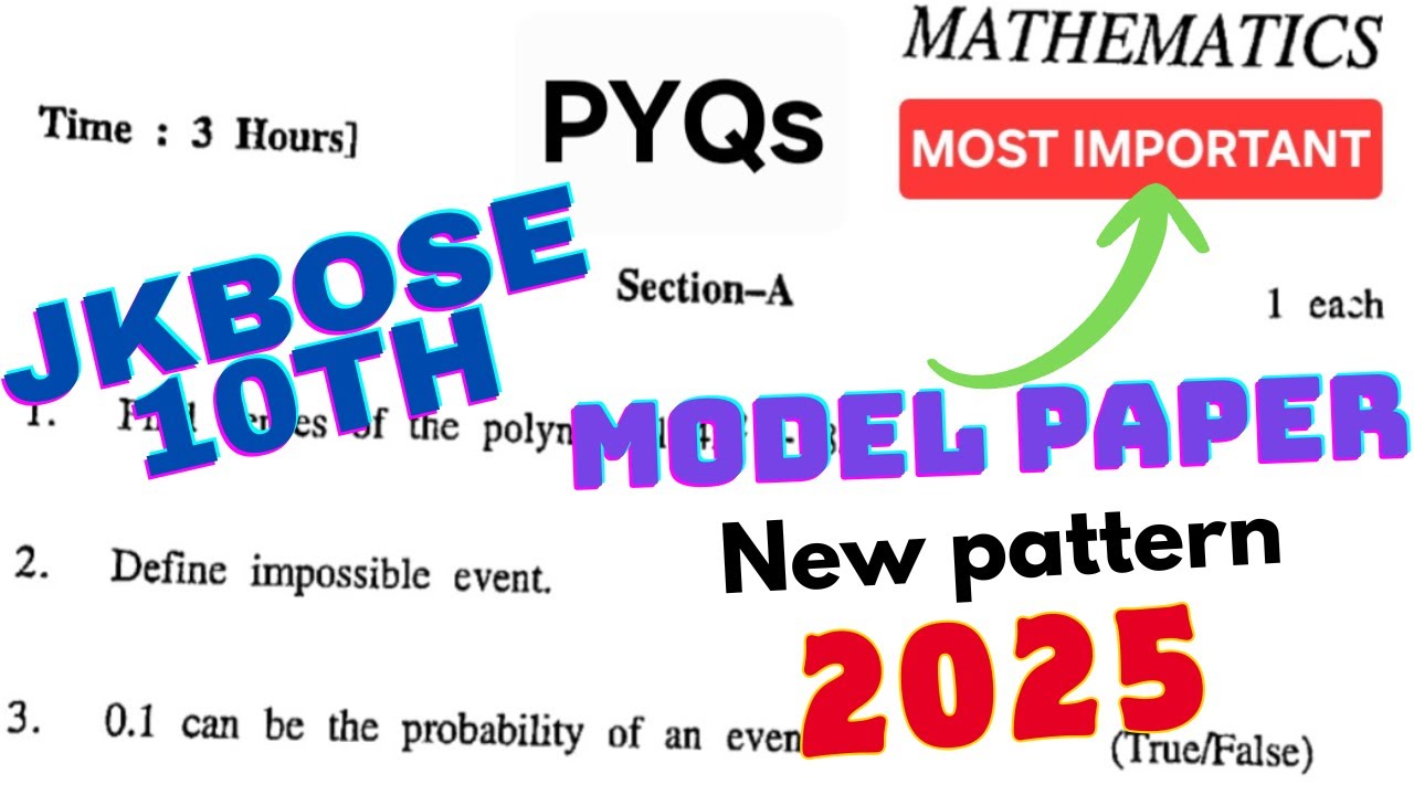 PYQ maths class 10 | pyq kaise solve kare | Model paper 2025 class 10 | Jkbose 10th paper 2025-26