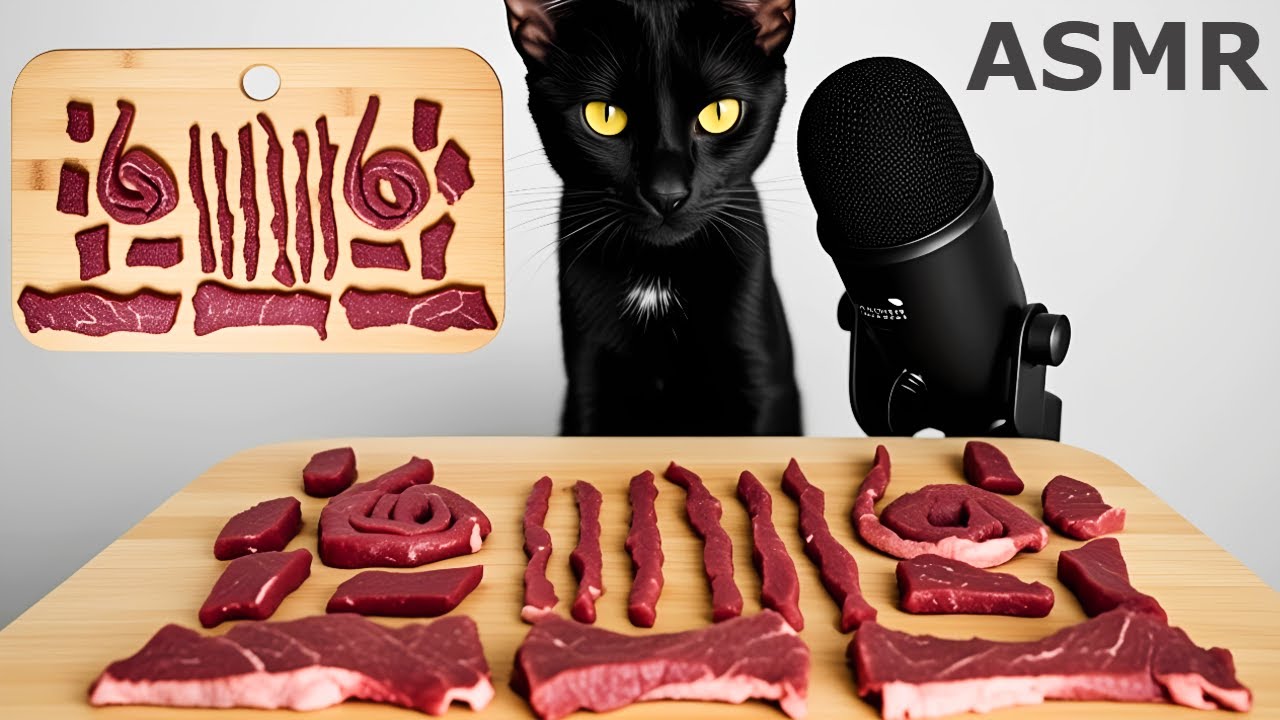 Cat Eating Raw Beef ASMR