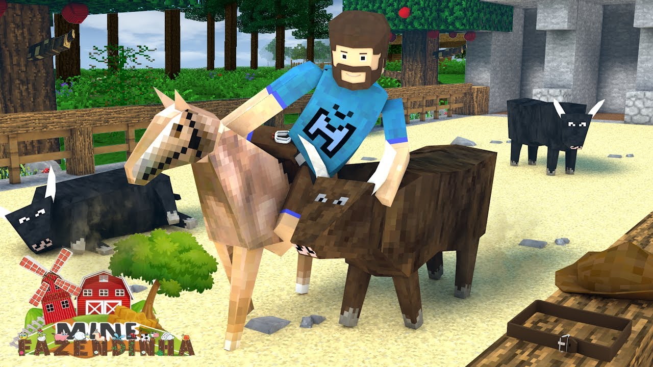 DERRUBANDO BOI NO PARQUE DE VAQUEJADA EM SURVIVALCRAFT 2 MINE FAZENDINHA EPISODIO 14